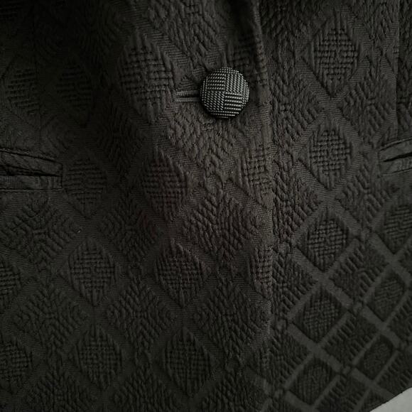 Ann Taylor Textured Dressy Blazer Classic One Button Black Womens 10 - Picture 10 of 16